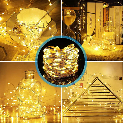 USB Led Fairy Lights Copper Wire String 20M 200LED Holiday Outdoor Lamp Garland For Christmas Tree Wedding Party Decoration - Smarsty
