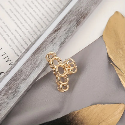 Gold Hollow Heart Mini Hair Claw Non Slip Grip Barrette - Smarsty