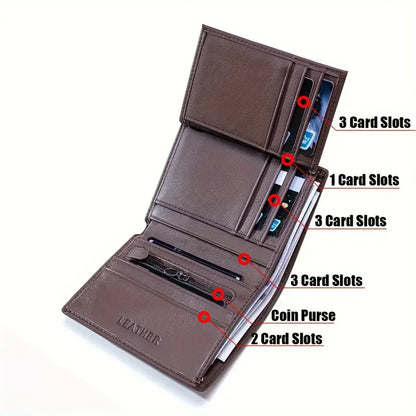 men's wallet Genuine Leather Wallets For Men Coin Purse Vintage Vertical Short  Credit Card Holder Money Bag Men's RFID wallet - Smarsty