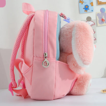 Plush 3D Rabbit Backpack For Kids Cute Bow Tie Design - Smarsty