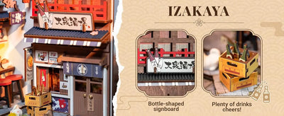 Robotime Sakura Wine Alley DIY Booknook with Lights DIY Miniature Dolls House Kit 3D Wooden Puzzle Bookend Bookshelf Decor Gift by Smarsty