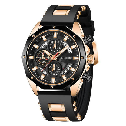Fashion Men Watch with Auto Date and Silicone Strap - Smarsty