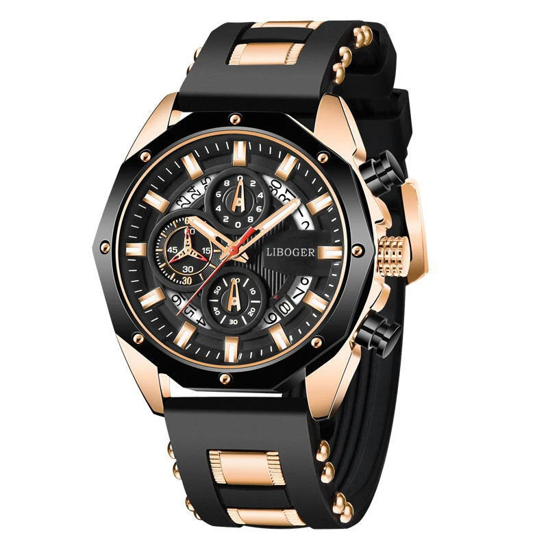 Fashion Men Watch with Auto Date and Silicone Strap - Smarsty