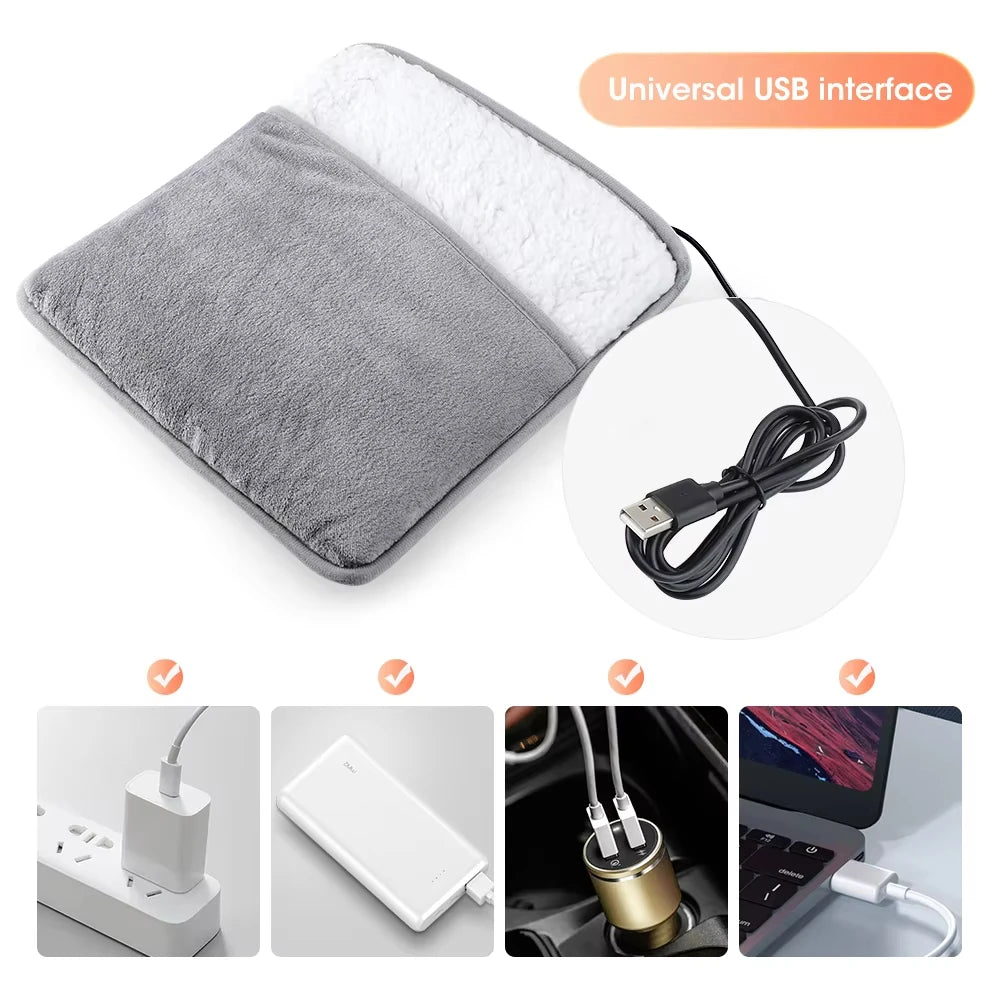 Winter Electric Foot Heating Pad USB Charging Soft Plush Washable Foot Warmer Heater Improve Sleeping Household Foot Warming Mat - Smarsty