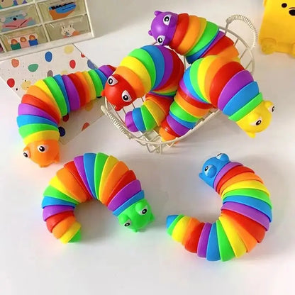 3D Slug Fidget Toy Colorful Slug Snail Toy Articulated Flexible All Ages Relief Anti-Anxiety Sensory Toys for Children by Smarsty