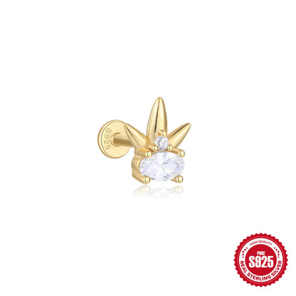 925 Silver Star Moon Zircon Stud Earrings Hypoallergenic - Smarsty