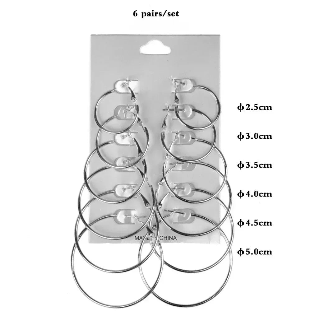 Big Circle Hoop Earrings Set for Women - Smarsty
