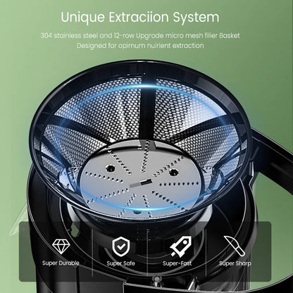 Sejoy Compact Fruits Juicer,Juice Extractor Machine Multiple Safety Features Operation Centrifugal Extractor Speed Adjustable