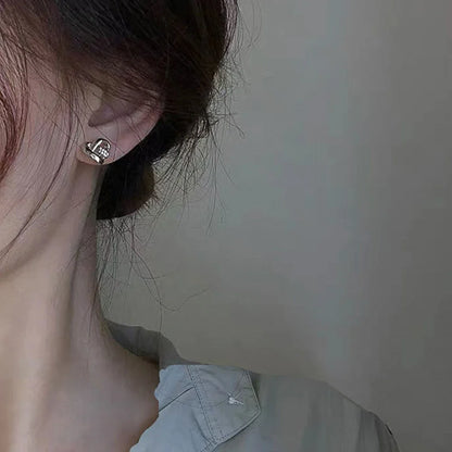 Heart Stud Earrings Cubic Zirconia Sparkling Wedding - Smarsty
