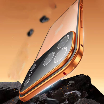 360 ° Full Protection Metal Magnetic Double-Sided Glass Snap Lock Phone Case For iPhone 17 Pro Max/17/Air/17 Pro Bumper Cover - Smarsty