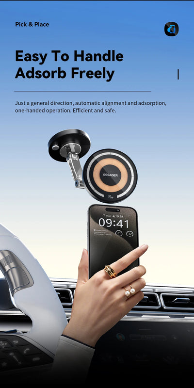 Magnetic MagSafe Wireless Car Charger Holder 15W Charging - Smarsty