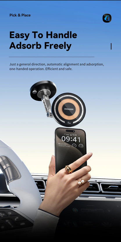 Magnetic MagSafe Wireless Car Charger Holder 15W Charging - Smarsty