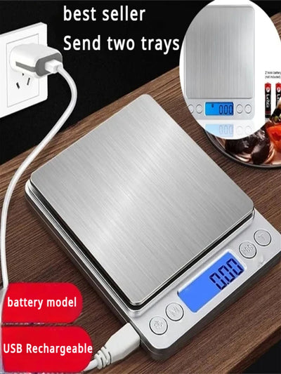 Digital Kitchen Scale Mini Pocket Stainless Steel Precision Jewelry Electronic Balance Weight Gold Gram 0.1/3000g Weigh Scales by Smarsty