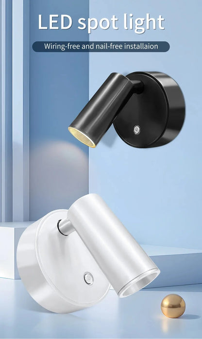 Dimmable LED Wireless USB Rechargeable Wall Spotlight - Smarsty