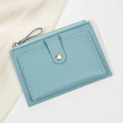 Minimalist and fashionable women's short card bag, ultra-thin mini PU leather zero wallet, women's credit card holder wallet - Smarsty