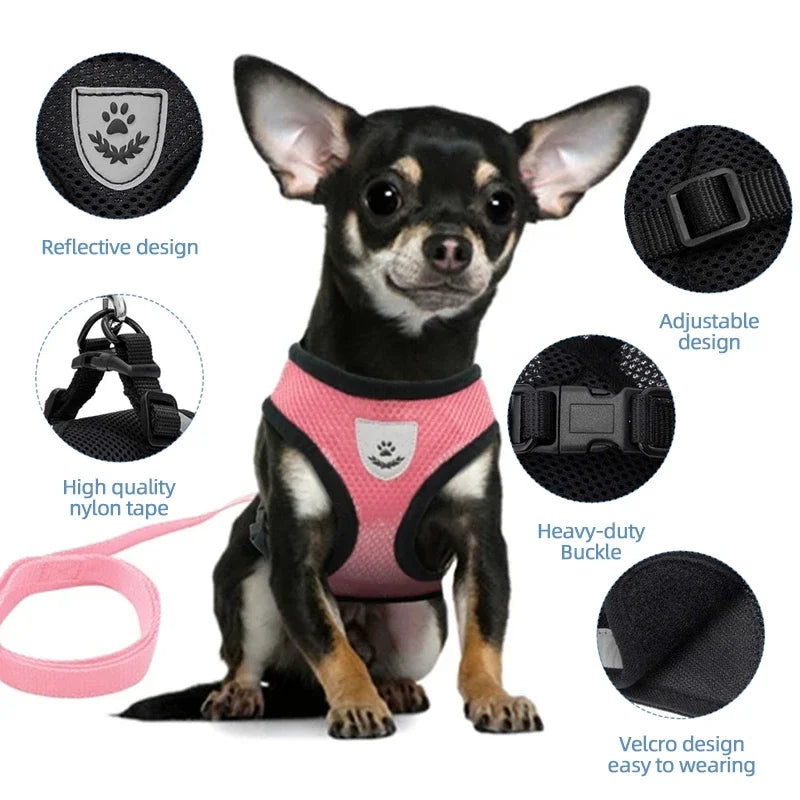 Adjustable Breathable Dog Cat Harness with Reflective Safety - Smarsty