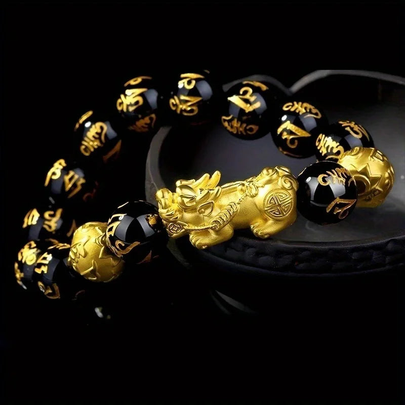 Obsidian Stone Beads Bracelet for Luck and Wealth - Smarsty