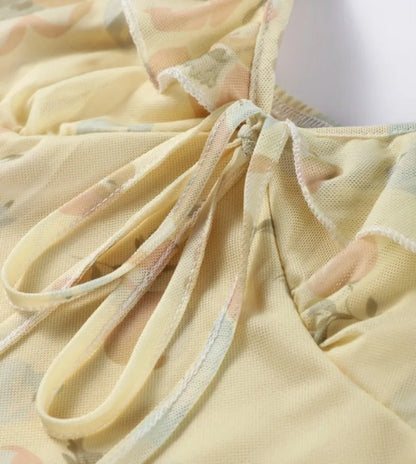 Summer Flower Printed Women's Sexy Low-cut Dress Sleeveless Backless Slim Sling Dresses 2025 Beach Vacation Lady Vestidos - Smarsty