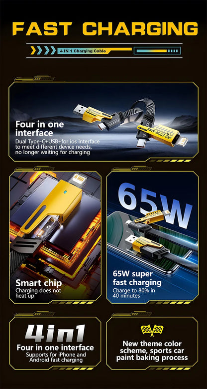 4 in 1 Fast Charging Multi Port Data Cable - Smarsty