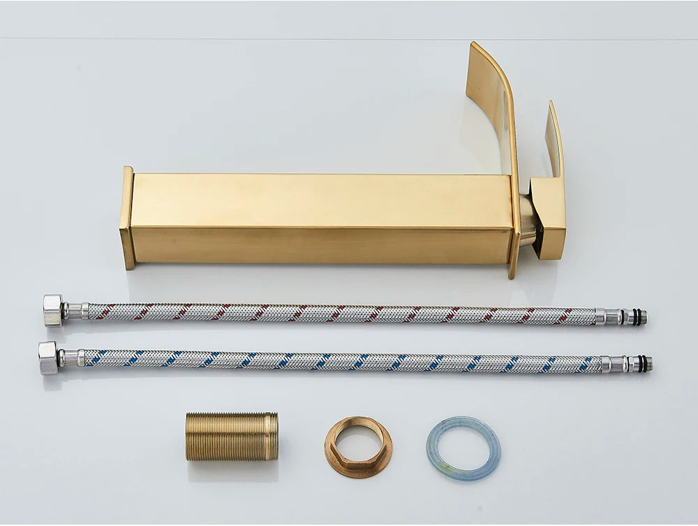 Brushed Gold Waterfall Bathroom Sink Faucet Mixer - Smarsty