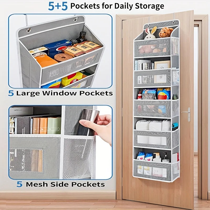 5-Shelf Hanging Storage Organizer - Behind Door, Anti-Tilt, 5 Large Capacity Pockets, Suitable for Bedroom, Bathroom by Smarsty