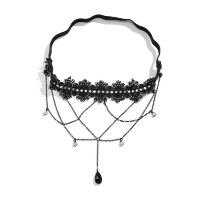 Gothic Black Lace Thigh Chain Body Jewelry - Smarsty