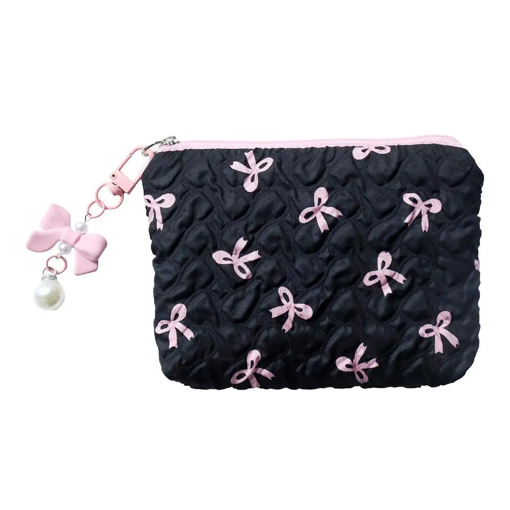 Bow Canvas Makeup Bag Large Capacity Travel Organizer - Smarsty