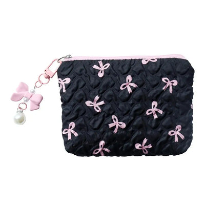 Bow Canvas Makeup Bag Large Capacity Travel Organizer - Smarsty