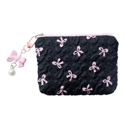 Bow Canvas Makeup Bag Large Capacity Travel Organizer - Smarsty