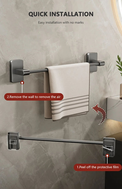Non Perforated Suction Cup Towel Rack for Bathroom Storage - Smarsty