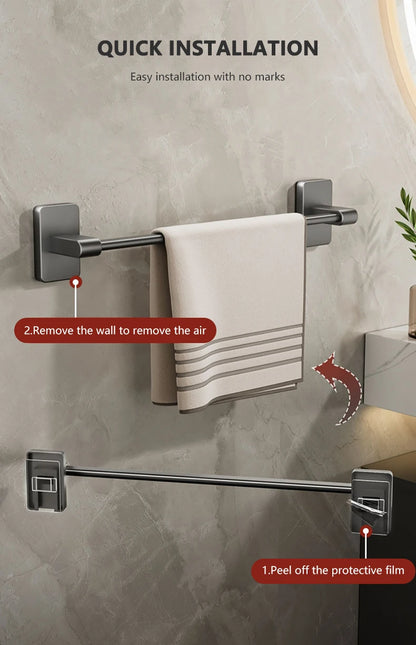 Non Perforated Suction Cup Towel Rack for Bathroom Storage - Smarsty