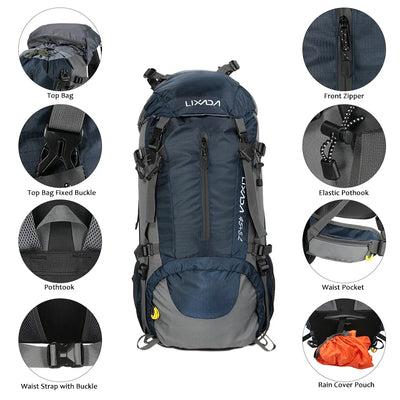 50L Waterproof Outdoor Sport Hiking Camping Travel Backpack Pack Mountaineering Climbing Trekking Bag Knapsack with Rain Cover by Smarsty
