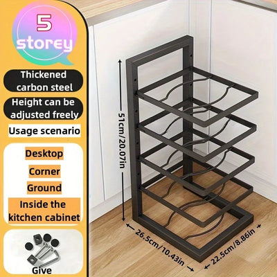 Adjustable Pot Rack Organizer, Kitchen Stainless Steel Pot Storage Rack ,Multi-Layer Household Pot and Pan Organzier for Kitchen by Smarsty