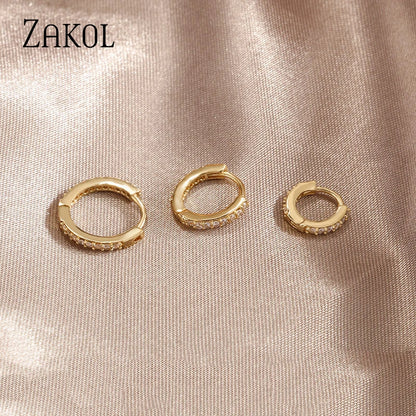ZAKOL Gold CZ Hoop Earrings for Women Stylish Fashion Jewelry - Smarsty