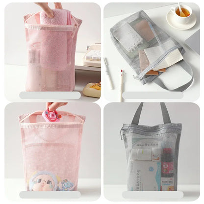Mesh Makeup Toiletry Storage Bags Handbags Portable Travel Washing Body Shower Tools Organizer Hanging Cosmetic Organizer Pouch - Smarsty