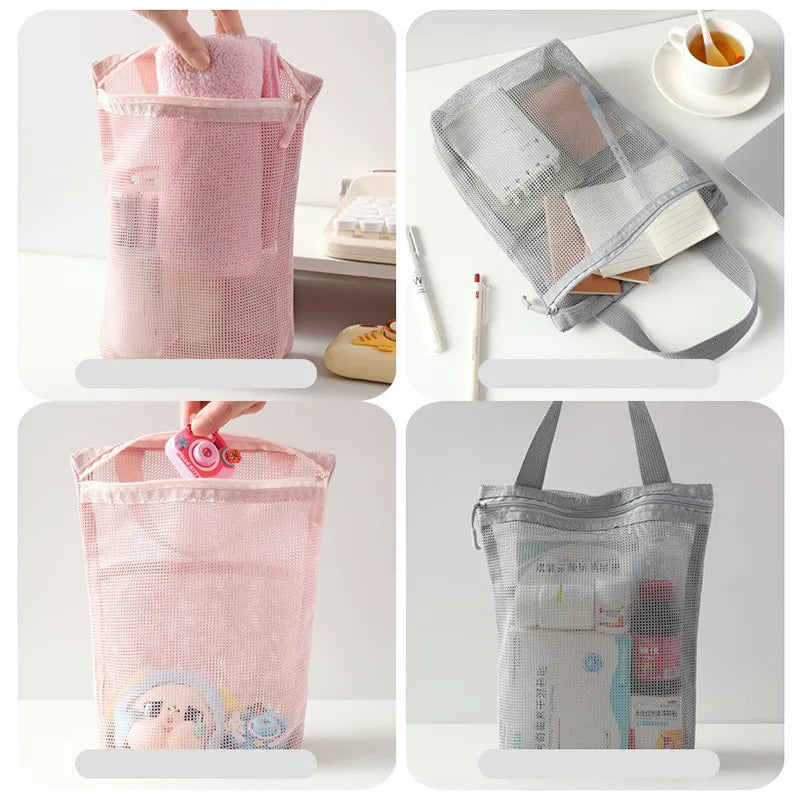 Mesh Makeup Toiletry Storage Bags Handbags Portable Travel Washing Body Shower Tools Organizer Hanging Cosmetic Organizer Pouch - Smarsty