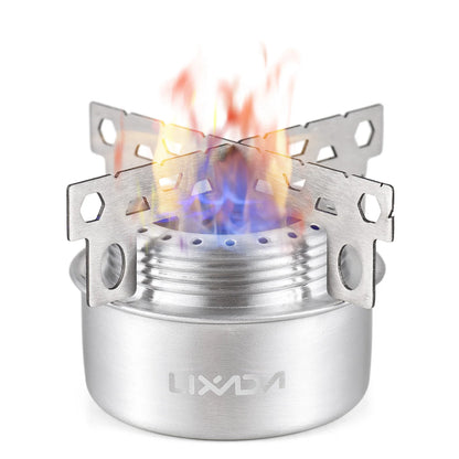 Outdoor Mini Alcohol Stove Aluminum Alloy Alcohol Stove with Lid Outdoor Camping Hiking Backpacking Cooking Stove
