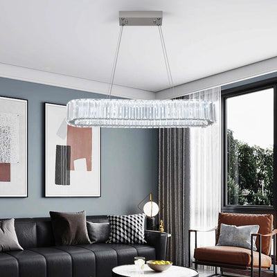 VETRULUS Modern Luxury Crystal Oval Design Led Chandelier Ceiling Lamp Nordic Pendant Hanging Light Fixture Living Bedroom Hotel