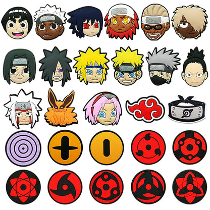 12/27pcs MINISO Japanese anime Shoes Charms PVC Shoe Accessories DIY Shoe Buckle Clogs Sandal Decoration For Kids X-mas Gifts