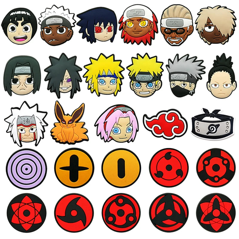 12/27pcs MINISO Japanese anime Shoes Charms PVC Shoe Accessories DIY Shoe Buckle Clogs Sandal Decoration For Kids X-mas Gifts