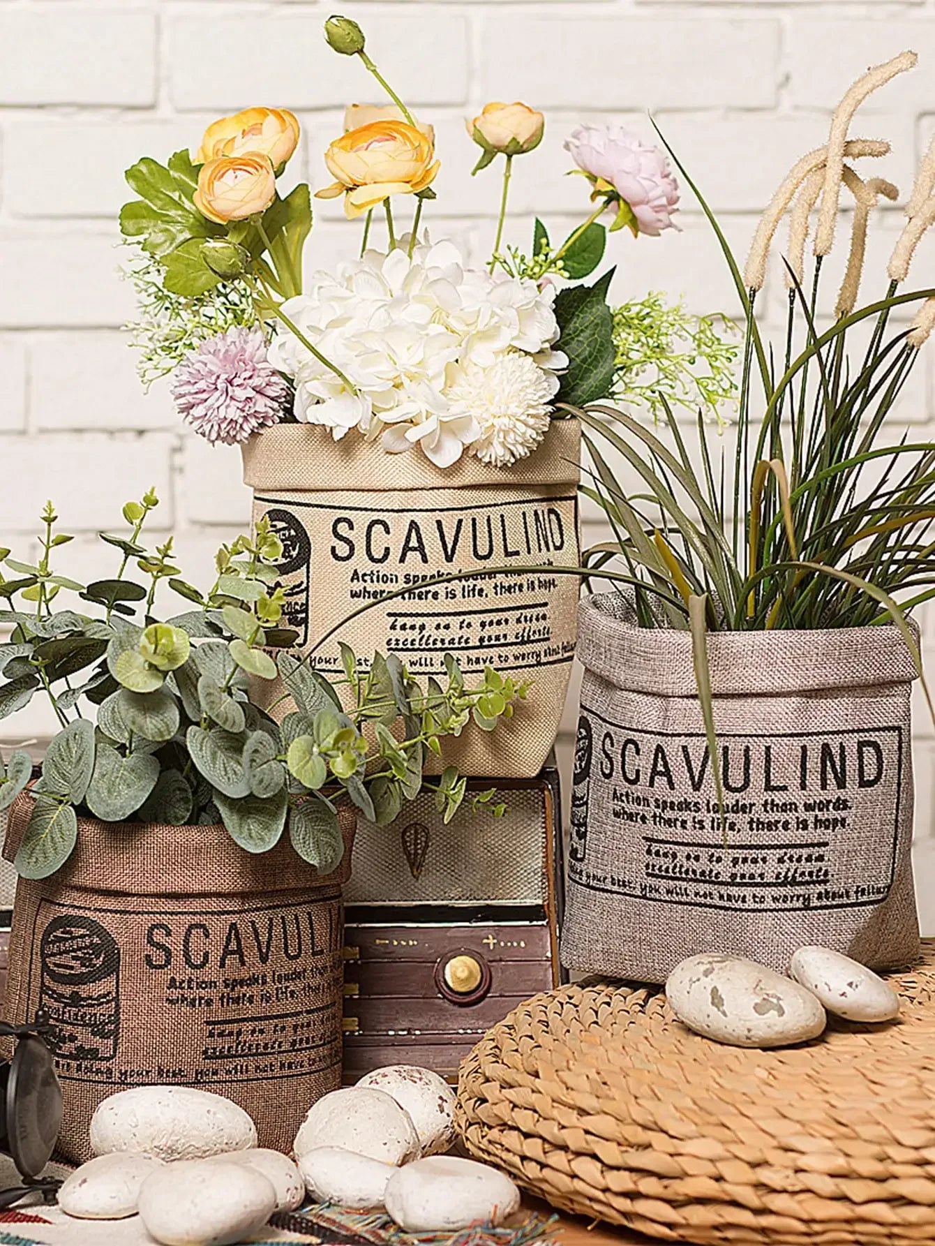 1pc-Nordic Flower Pot Ins Kraft Paper Creative Fabric Flower Pot Set Living Room Potting Flower Pot Decoration Home Flower Pot