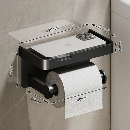 Black Gold Wall Mount Toilet Paper Holder with Shelf - Smarsty