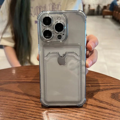Soft Silicone Card Holder Case For iPhone Transparent Bumper - Smarsty