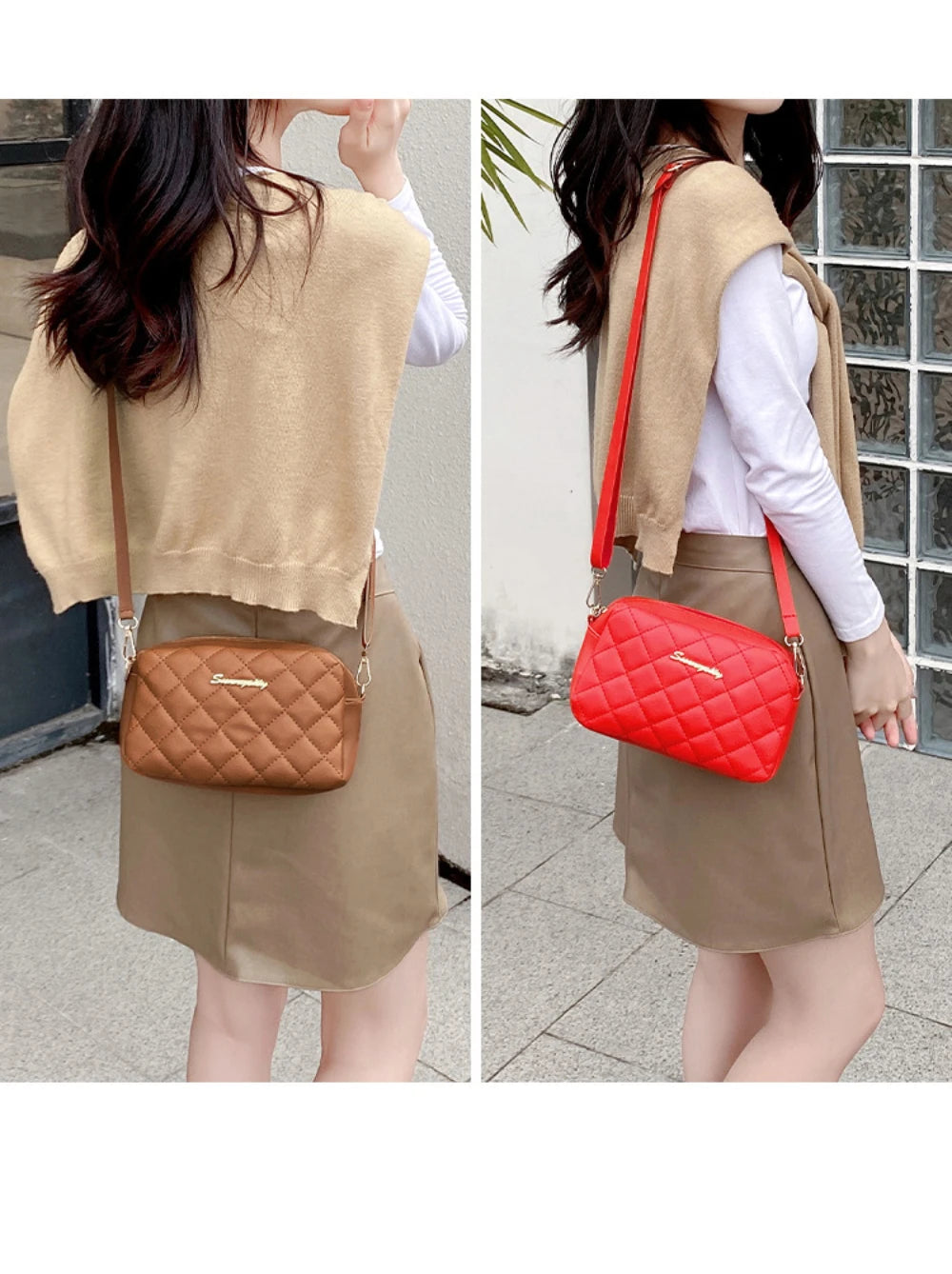 2024 Tassel Small Messenger Bag For Women Trend Lingge Embroidery Camera Female Shoulder Bag Fashion Chain Ladies Crossbody Bags - Smarsty