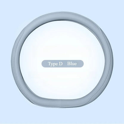 Napa Leather Perforated Patchwork Car Steering Wheel Cover, Non-slip, Breathable, Universal 15 Inch (Approx. 38cm)