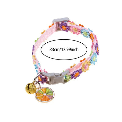 Pet Collar With Bell Cartoon Footprint Colorful Dog Puppy Kitten Collar Adjustable Safety Bell Ring Necklace Pet Accessories - Smarsty