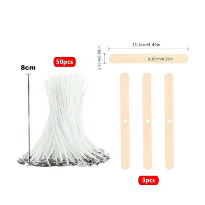 53pcs Candle Wicks Holder Waxed Cotton Candle Wicks Set with Stand Original Smokeless Candle Wicks Soy Oil Wax Core Woven Making - Smarsty