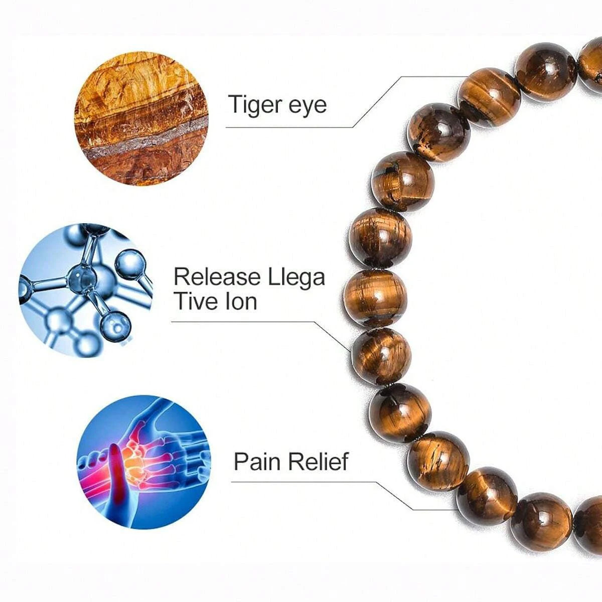Natural Tiger Eye Lava Rock Bracelet Handmade Protection - Smarsty