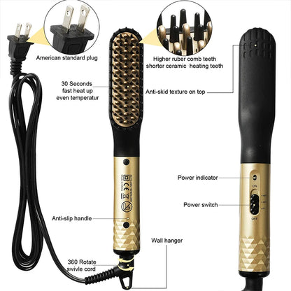 Electric Hot Comb Straightener for Quick Beard Styling - Smarsty