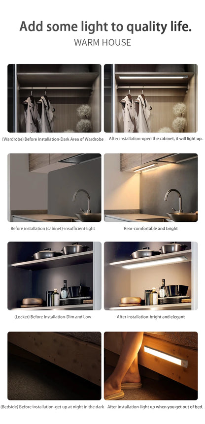 LED Motion Sensor Night Light for Cabinets and Wardrobes - Smarsty